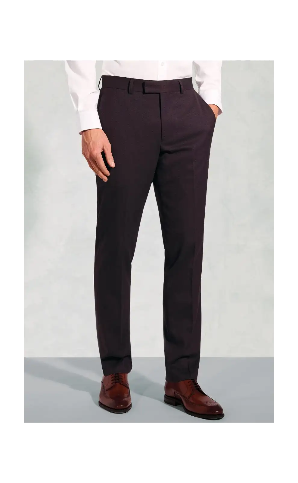 Trousers Brook Taverner Tailored Fit Hansen Burgundy Flannel Suit Trousers-BT-8072AT £45.00