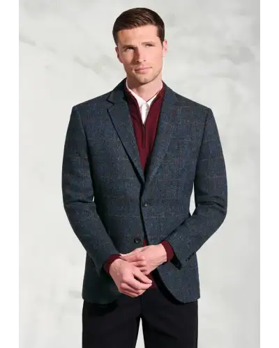 Harris Tweed Jackets Brook Taverner Tailored Fit Falkirk Navy Check Harris Tweed Check Jacket-BT-5477AT £269.00