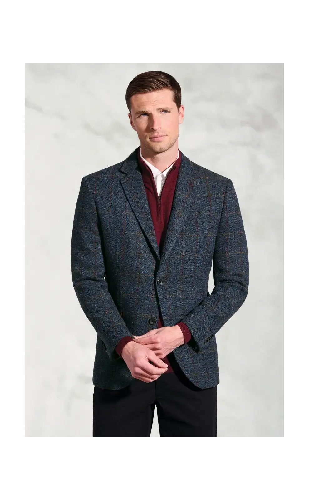 Harris Tweed Jackets Brook Taverner Tailored Fit Falkirk Navy Check Harris Tweed Check Jacket-BT-5477AT £269.00