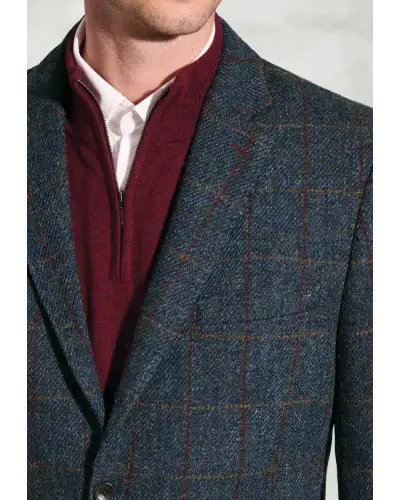 Harris Tweed Jackets Brook Taverner Tailored Fit Falkirk Navy Check Harris Tweed Check Jacket-BT-5477AT £269.00