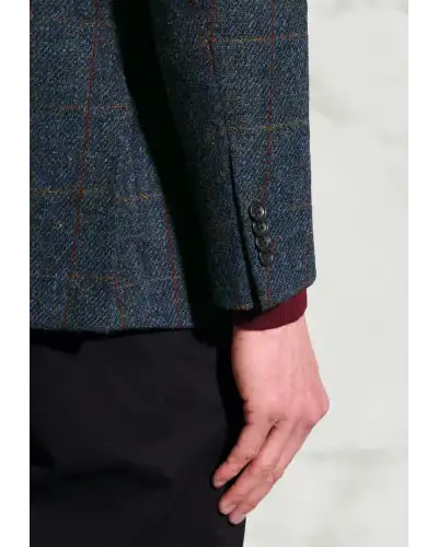 Harris Tweed Jackets Brook Taverner Tailored Fit Falkirk Navy Check Harris Tweed Check Jacket-BT-5477AT £269.00