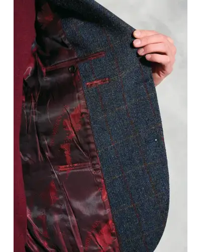 Harris Tweed Jackets Brook Taverner Tailored Fit Falkirk Navy Check Harris Tweed Check Jacket-BT-5477AT £269.00