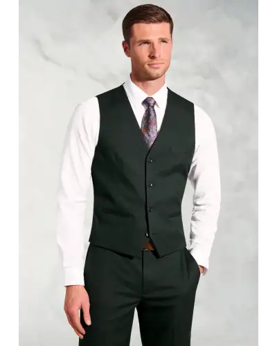 Waistcoats Brook Taverner Tailored Fit Hansen Dark Green Flannel Suit Waistcoat-BT-1972BT £45.00