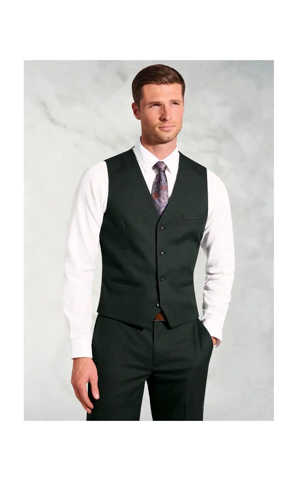 Waistcoats Brook Taverner Tailored Fit Hansen Dark Green Flannel Suit Waistcoat-BT-1972BT £45.00