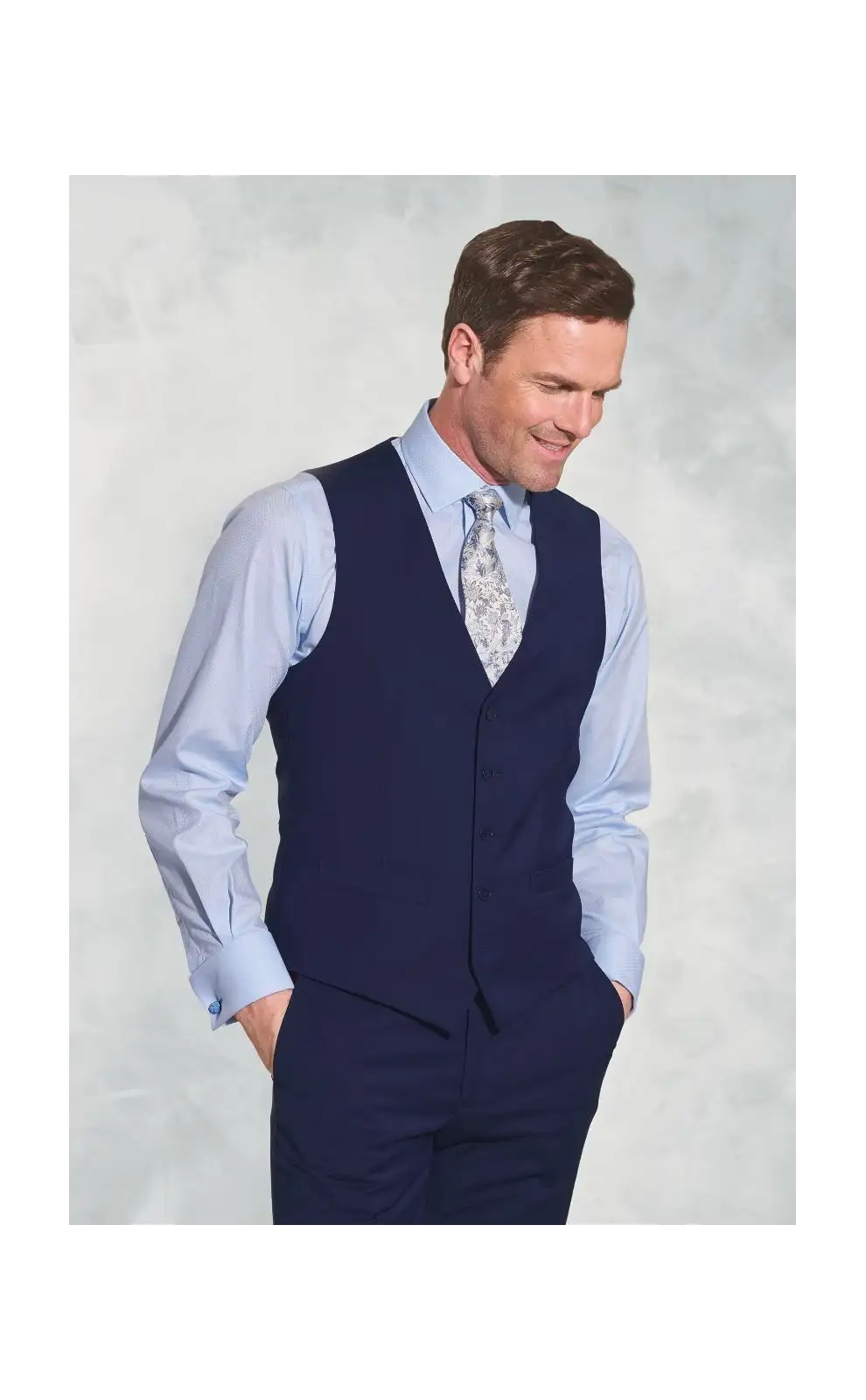Waistcoats Brook Taverner Tailored Fit Avalino Mid Blue Waistcoat £62.00
