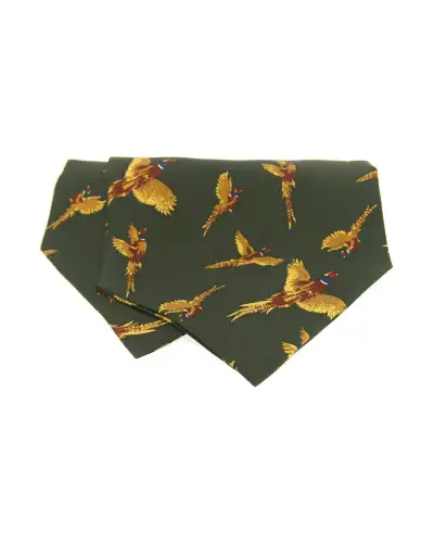 Cravats Soprano Ties Soprano Silk Twill Flying Pheasants Cravat On Green Ground-ST-CRA632-COUNTRYGREEN £31.00