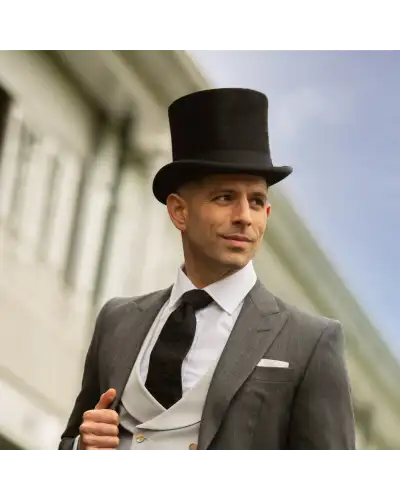 Top Hats Christys Hats Luxury Black Fur Felt Melusine Taller Top Hat-CH-CST100007BLAC-55 £265.00