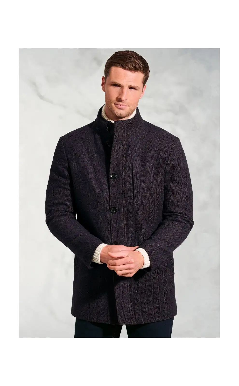 Overcoats Brook Taverner Daley Navy And Rust Herringbone Overcoat-BT-9165A £134.00