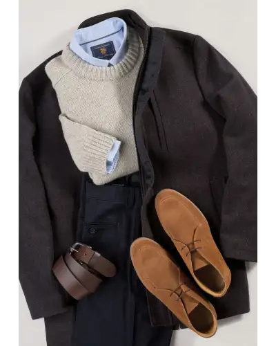 Overcoats Brook Taverner Daley Navy And Rust Herringbone Overcoat-BT-9165A £134.00