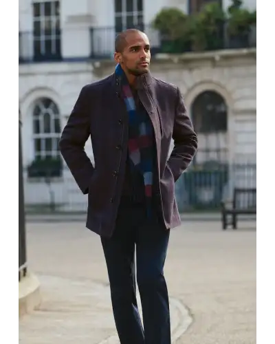 Overcoats Brook Taverner Daley Navy And Rust Herringbone Overcoat-BT-9165A £134.00