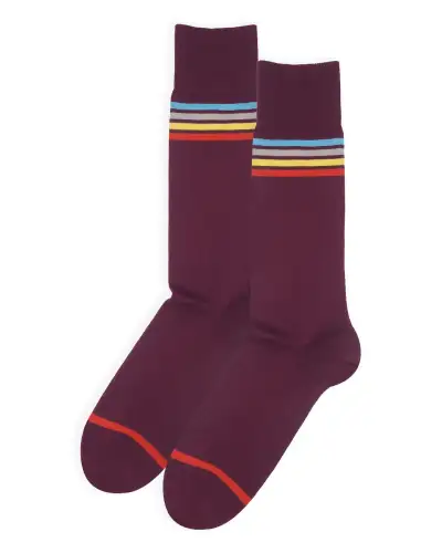 Men PEPER HAROW Mix Tape Mens Socks - Maroon £16.00