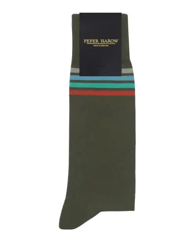 Men PEPER HAROW Mix Tape Mens Socks - Olive £16.00