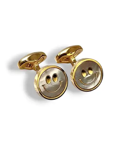 Cufflinks Babette Wasserman Smiling Face Cufflinks Yellow Gold £97.00
