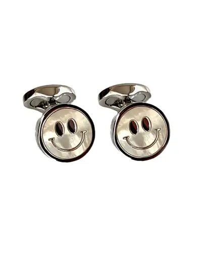 Cufflinks Babette Wasserman Smiling Face Cufflinks Rhodium £97.00