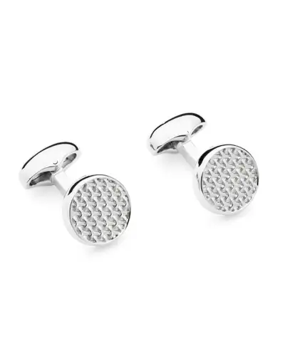 Cufflinks Babette Wasserman Woven Round Cufflinks Rhodium £74.00
