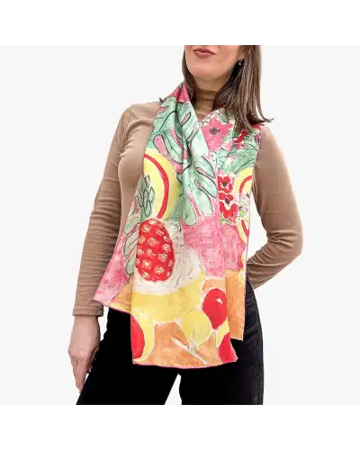 Scarves Fox and Chave Matisse Pineapple and Flowers Silk Habotai Scarf £42.00