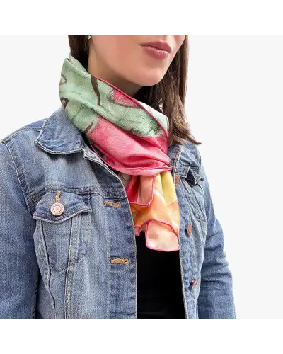 Scarves Fox and Chave Matisse Pineapple and Flowers Silk Habotai Scarf £42.00