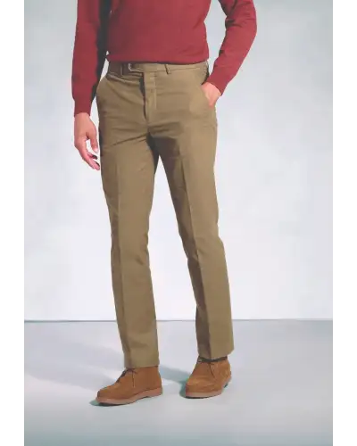 Moleskin Trousers Brook Taverner Regular Fit Kerswell Stone Cotton Moleskin Trousers-BT-8872C £62.00