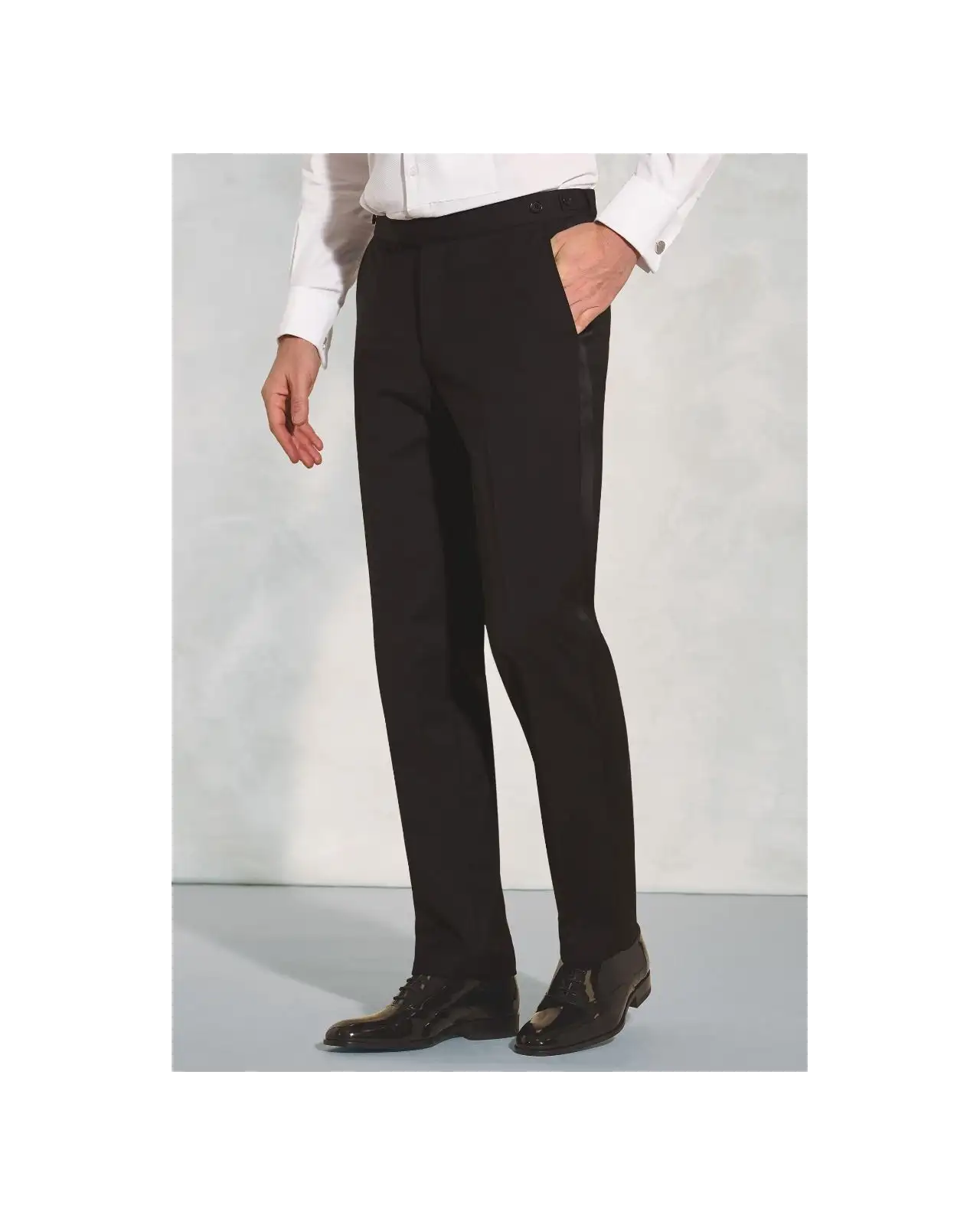 Suit Trousers Brook Taverner Tailored Fit Sapphire Black Wool Blend Dinner Suit Trousers £90.00