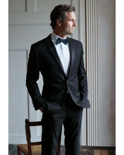 Suit Trousers Brook Taverner Tailored Fit Sapphire Black Wool Blend Dinner Suit Trousers-BT-8808A £90.00