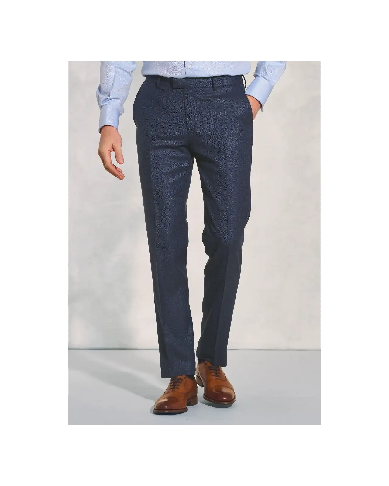 Suit Trousers Brook Taverner Tailored Fit Clifford Navy Donegal Wool Suit Trouser-BT-8776C £90.00