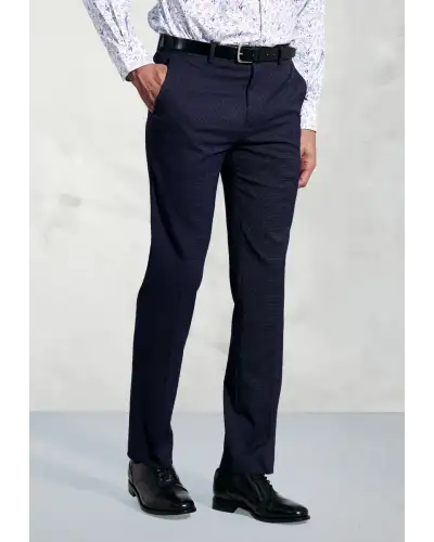 Trousers Brook Taverner Tailored Fit Pegasus Navy Pindot Washable Suit Trousers-BT-8754A £44.00