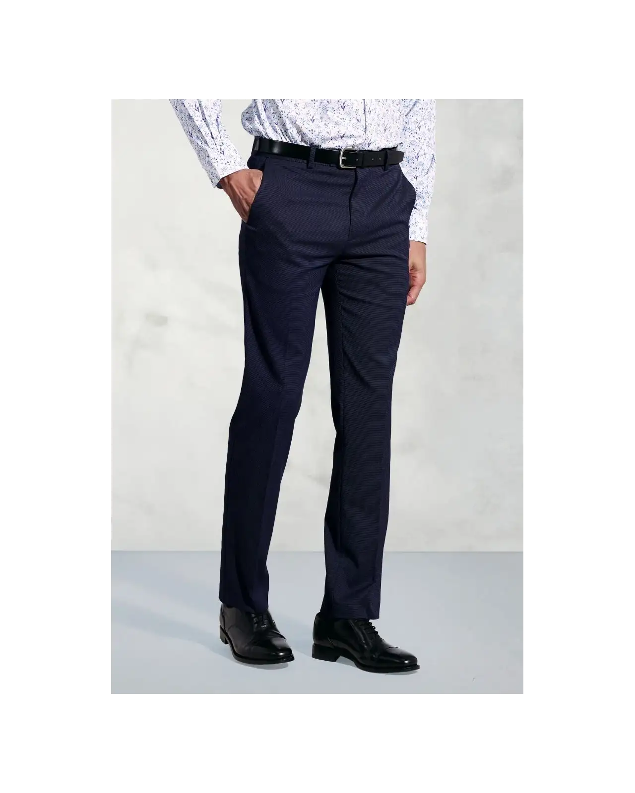 Trousers Brook Taverner Tailored Fit Pegasus Navy Pindot Washable Suit Trousers-BT-8754A £44.00