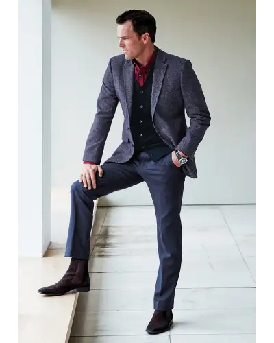 Flannel Trousers Brook Taverner Tailored Fit Olney Airforce Blue Flannel Trousers-BT-8706ET £71.00