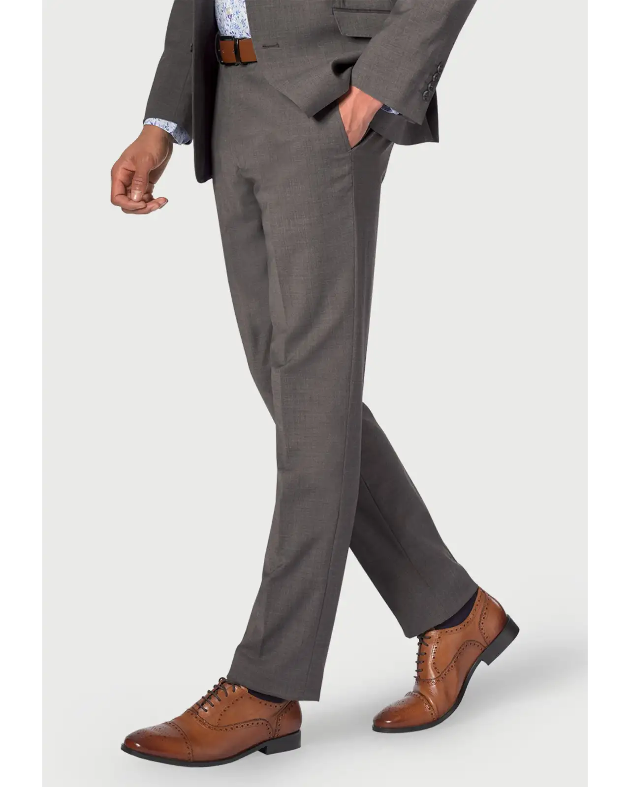Trousers Brook Taverner Tailored Fit Cassino Grey Washable Suit Trousers-BT-8655G £63.00