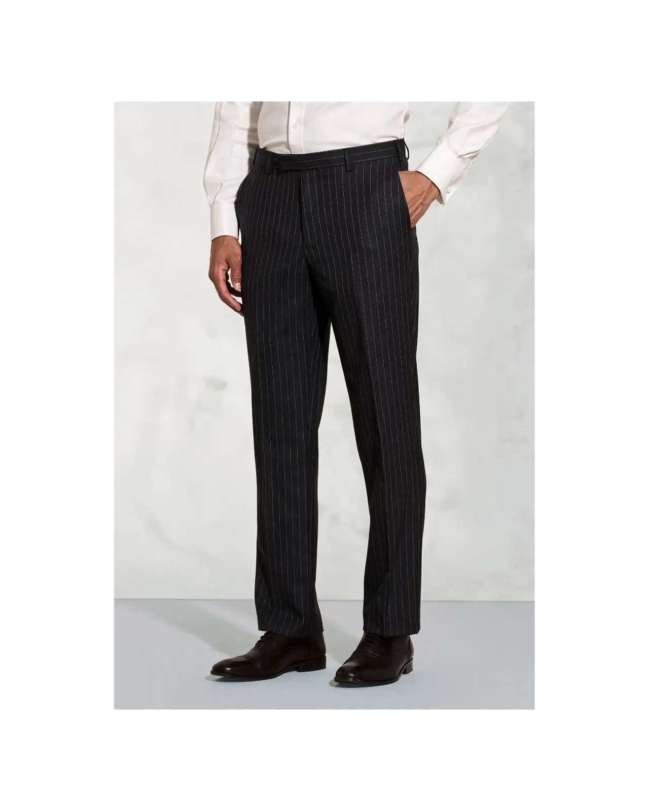 Wool Suits Brook Taverner Regular Fit Epsom Grey Pinstripe Wool Suit Trousers-BT-8418A £90.00
