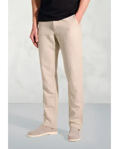 Fit Trousers Brook Taverner Regular Fit Caine Natural Linen Cotton Trousers £62.00