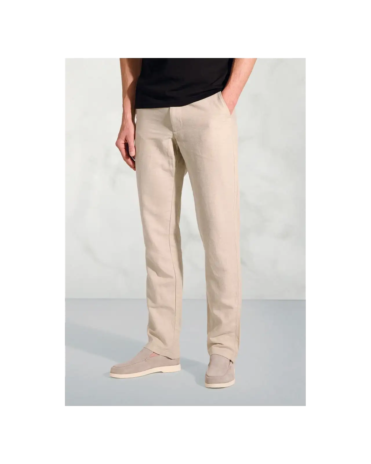 Fit Trousers Brook Taverner Regular Fit Caine Natural Linen Cotton Trousers £62.00