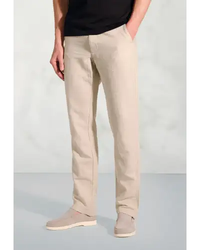 Fit Trousers Brook Taverner Regular Fit Caine Natural Linen Cotton Trousers £62.00