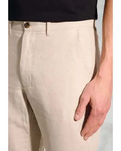 Fit Trousers Brook Taverner Regular Fit Caine Natural Linen Cotton Trousers £62.00