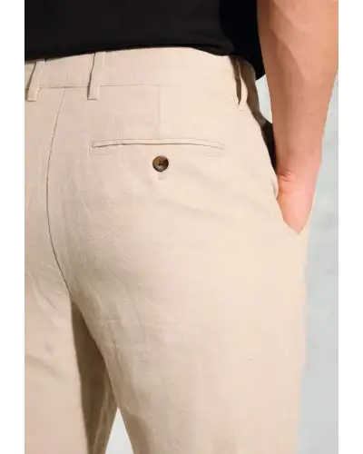 Fit Trousers Brook Taverner Regular Fit Caine Natural Linen Cotton Trousers £62.00