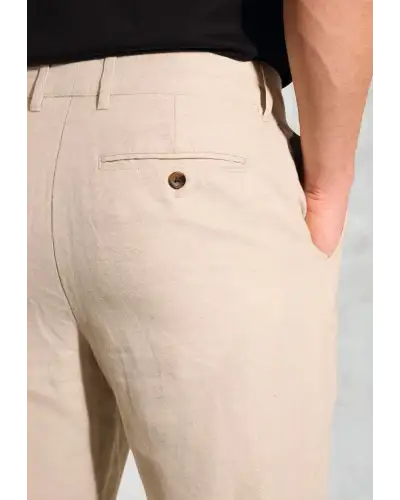 Fit Trousers Brook Taverner Regular Fit Caine Natural Linen Cotton Trousers £62.00