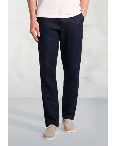 Fit Trousers Brook Taverner Regular Fit Caine Navy Linen Cotton Trousers £62.00