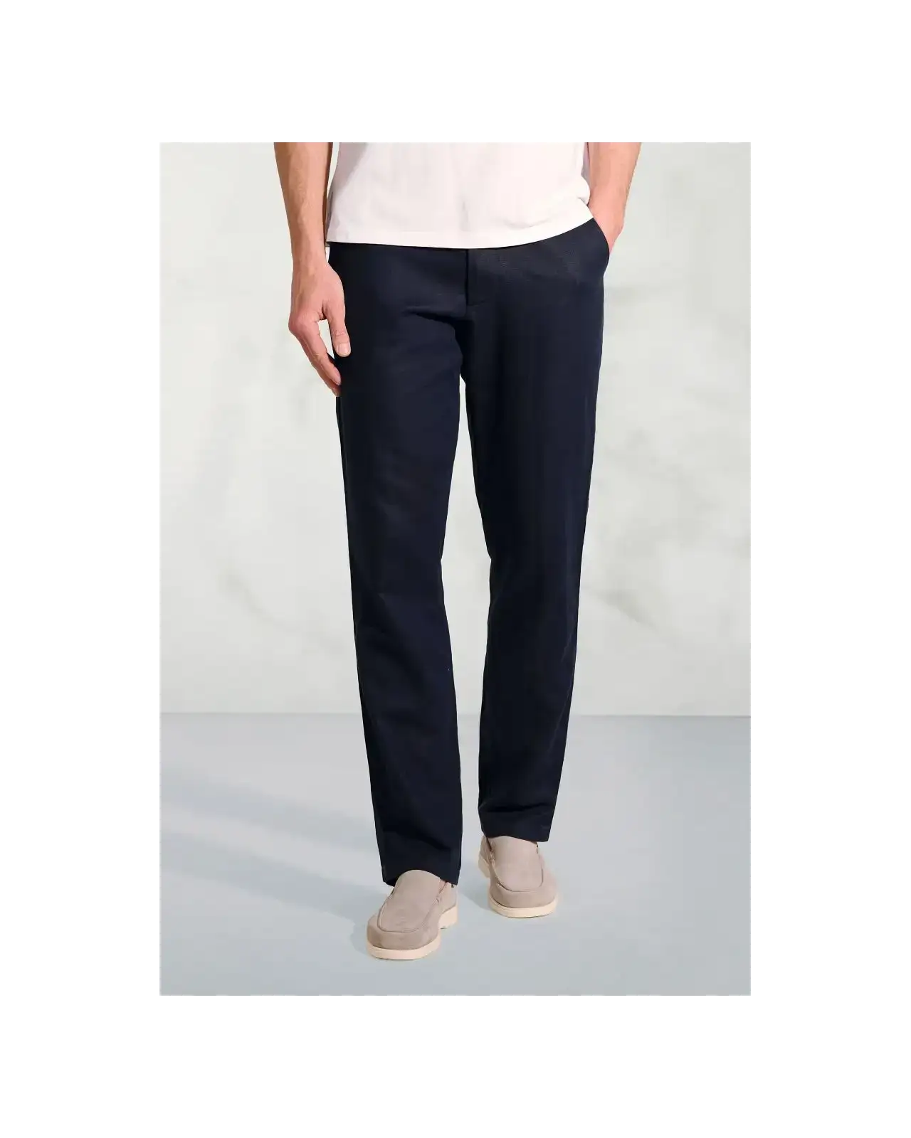 Fit Trousers Brook Taverner Regular Fit Caine Navy Linen Cotton Trousers £62.00