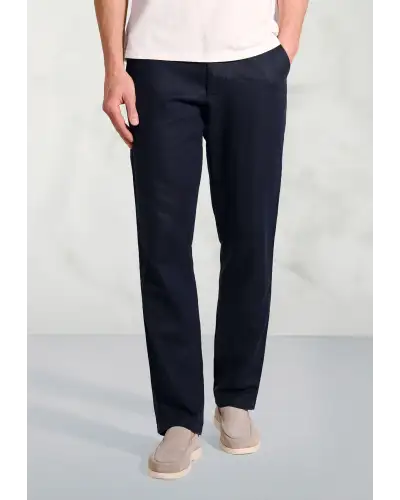 Fit Trousers Brook Taverner Regular Fit Caine Navy Linen Cotton Trousers £62.00