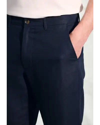 Fit Trousers Brook Taverner Regular Fit Caine Navy Linen Cotton Trousers £62.00