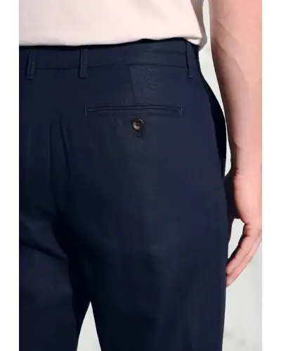 Fit Trousers Brook Taverner Regular Fit Caine Navy Linen Cotton Trousers £62.00