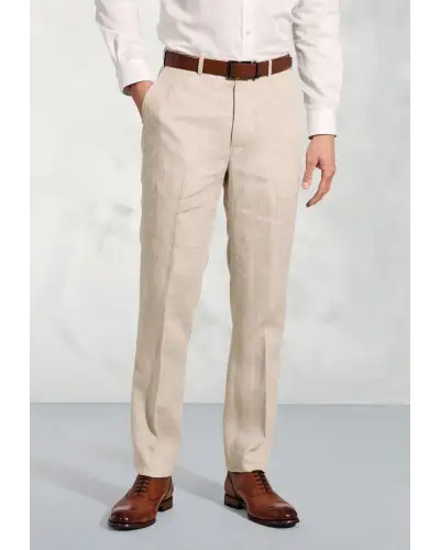 Suit Trousers Brook Taverner Tailored Fit Eastwood Sand Pure Linen Suit Trouser-BT-8050A £72.00