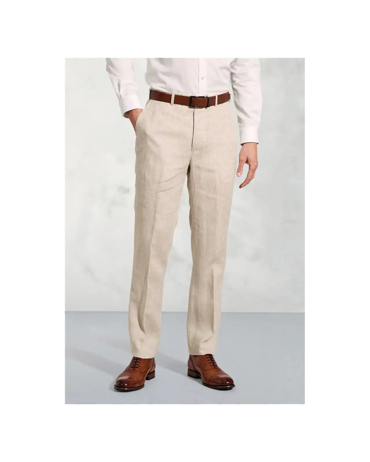 Suit Trousers Brook Taverner Tailored Fit Eastwood Sand Pure Linen Suit Trouser-BT-8050A £72.00