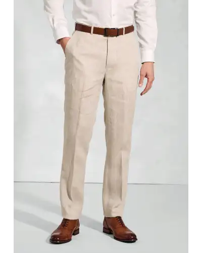 Suit Trousers Brook Taverner Tailored Fit Eastwood Sand Pure Linen Suit Trousers £72.00