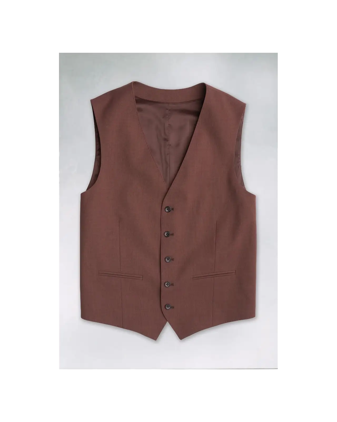 Wool Suits Brook Taverner Tailored Fit Oliver Rust Melange Wool Blend Suit Waistcoat-BT-1880B £80.00