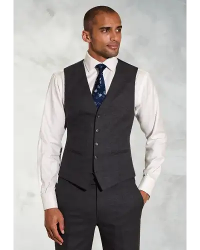 Wool Suits Brook Taverner Tailored Fit Wells Charcoal Wool Blend Waistcoat-BT-1807B £45.00