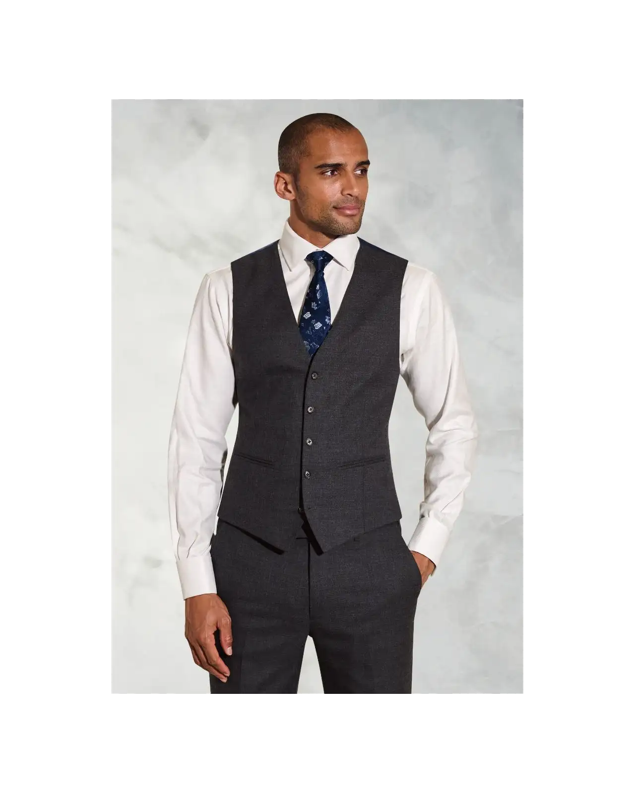 Wool Suits Brook Taverner Tailored Fit Wells Charcoal Wool Blend Waistcoat-BT-1807B £45.00