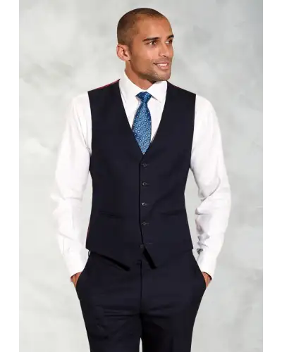 Wool Suits Brook Taverner Tailored Fit Wells Navy Wool Blend Waistcoat-BT-1807A £45.00