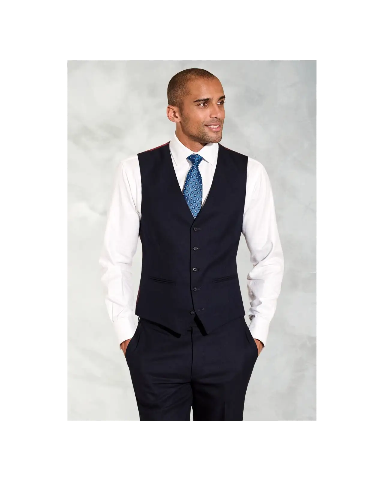 Wool Suits Brook Taverner Tailored Fit Wells Navy Wool Blend Waistcoat-BT-1807A £45.00