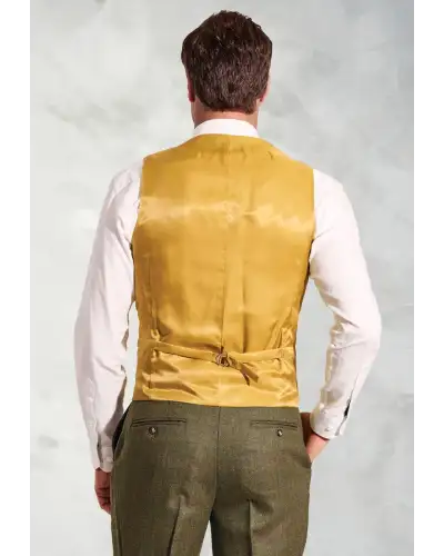 Three Piece Suits Brook Taverner Regular Fit Dalton Olive Check Wool Waistcoat-BT-1616A £89.00